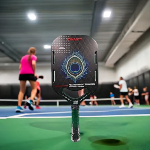 Dynasty Heavyweight/Feather T700 Triple-Layer Raw Carbon Fiber + Friction Surface 16mm Aero *Gen 3.5 All-Court Power Pickleball Paddle* / Hall of Famer 18K *Control+Spin* - color: Featherweight 3D 18K Peacock