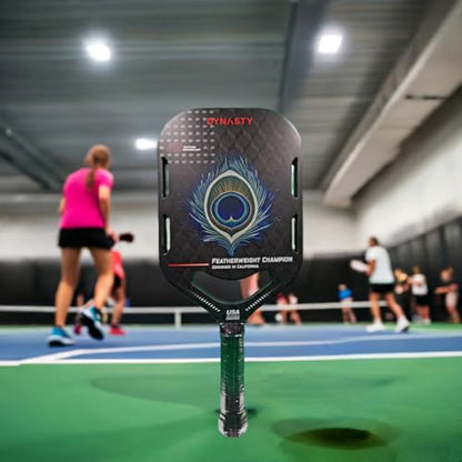 Dynasty Heavyweight/Feather T700 Triple-Layer Raw Carbon Fiber + Friction Surface 16mm Aero *Gen 3.5 All-Court Power Pickleball Paddle* / Hall of Famer 18K *Control+Spin* - color: Featherweight 3D 18K Peacock