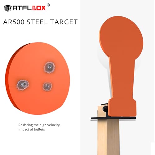 Atflbox 3/8" AR500 12.8'' Classic Popper Steel Shooting Target, 6'' Plate Auto Reset Target for Shooting Range, Suitable for Pistol, Rifle, Handgun, Shotgun, Rimfire - color: 2 Pcs