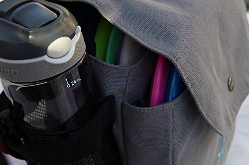 Kestrel Black Disc Golf Bag - Fits 6-10 Golf Discs + Bottle - For Beginner & Advanced Golfers - Extremely Durable Canvas - Frisbee Golf Bag - Small Sling/Shoulder Disc Golf Bag For Men & Women - color: Gray