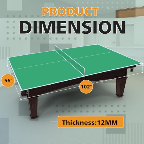 7/8/9ft Mid-Size Ping Pong Conversion Top with Net Set for Billiard and Pool Tables - Regulation Top Converts Billiards into Ping Pong Table Blue/Green/Black - color: Green, size: 8.5 FT