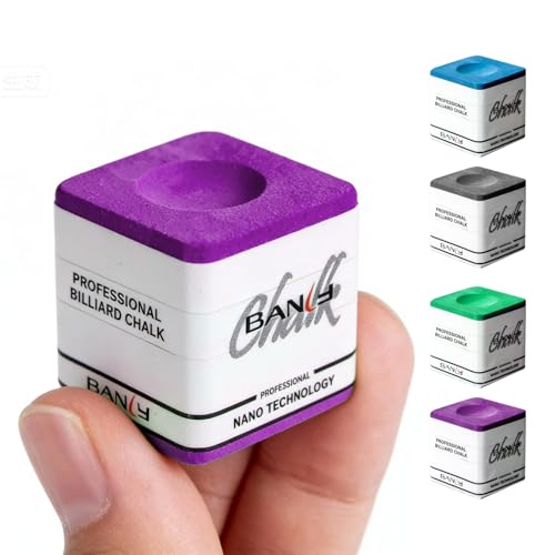 Banly Pool Cue Chalk, Nano Technology Billiard Chalk for Professional Tournament Standard, Low Dust, Super Dense, Suitable for Snooker/Pool/8-Ball - color: Purple-1pc