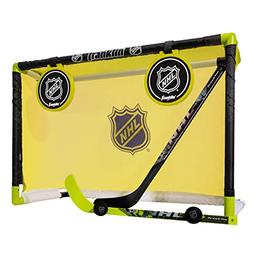 Franklin Sports Mini Hockey Goal Set - Indoor Knee Goal + (2) Shinny Hockey Sticks - (2) Mini Foam Balls + Pop Out Shooting Targets - All Star