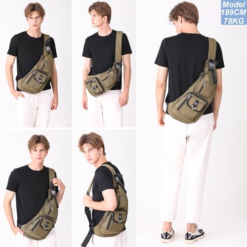 NICGID Sling Bag Chest Shoulder Backpack Crossbody Bags Casual Daypack for Men Women (Army gren-014) - color: Army Gren-014