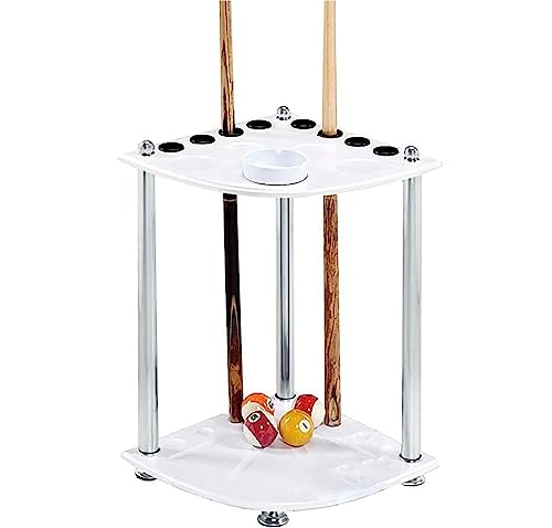 Pool Stick Holder Wood Pool Cue Rack Floor Stand Holds 8 Pool Billiard Stick Freestanding Billiard Cue Racks Billiard Room Pool Hall (Color : White, Size : 23.62 * 14.17 in) - color: White