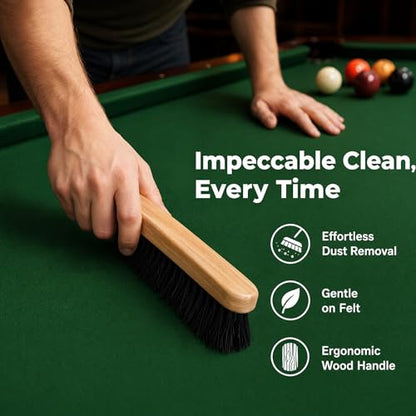 10 Piece Pool Table Cleaning Kit Professional Billiard Felt Cleaner Rail Brush Set with Wooden Brushes Cue Cloths Ferrule Polish Cloths and Sticky Lint Roller for Table Care