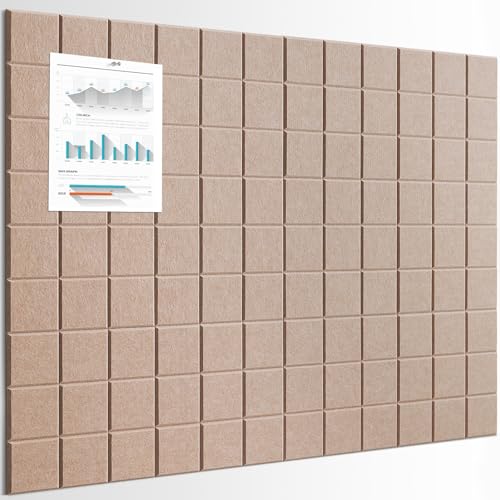 Cork Board for Walls 48" x 36", Bulletin Board for Office Decor, 12 Pack Felt Wall Tiles with Safe Removable Adhesive, Pin Tack Corkboard for Quilting Design & Dart Wall Protector - Camel - color: Camel