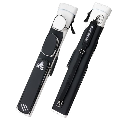 KONLLEN 2x4 Hard Pool Cue Case – Professional Billiards Cue Case for 2 Butts & 4 Shafts, Durable Hard Shell Cue Bag with Adjustable Shoulder Strap, Large Storage Pockets - color: 2x4-Black
