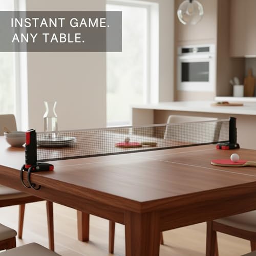 Retractable Table Tennis Net Set, Clamp-On Ping Pong Net for Standard Tables, Portable Polyester Mesh with Quick Setup - color: Black