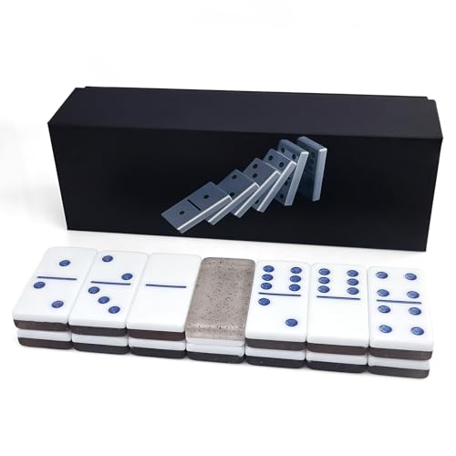 IDTQ Transparent Black Dominoes Set for Adults - Classic Double 6 Dominoes with 28 Tiles - Sleek Dark Tones Board Game for Game Nights & Gifts - color: Black