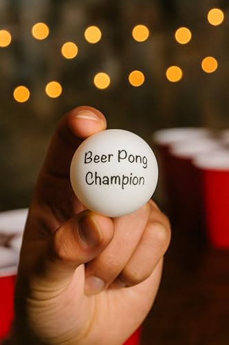 Funny Beer Pong Balls - 6-Pack of Humorous Phrases for Epic Party Games, Hilarious Drinking Fun | College Gifts Supplies Dorm Room Accessories Gag Gift Idea Parties Frat Houses Tailgates Game Night