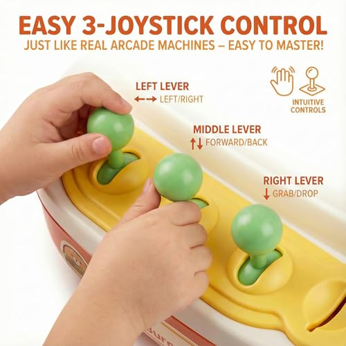 Burger Bear Claw Machine for Kids, Arcade Prize Grabber with 3-Joystick Coin-Style Controls, Lights and Music, Refillable Birthday Party Gift - color: Orange and Yellow