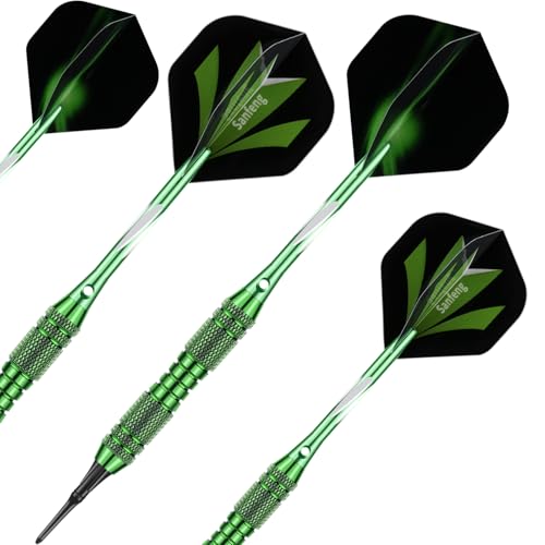 Soft tip Darts Set 18/20 Grams - Professional Darts Plastic Tip with Brass Barrel + Aluminum Shafts + 50 Rubber o-Ring + 6 Flights +50 Soft Tips for Electronic Dartboard - color: 20 grams-green