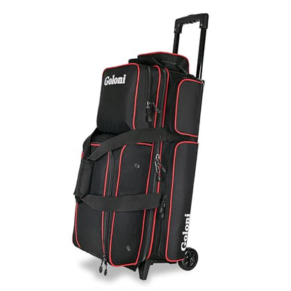 Goloni 3 Ball Bowling Bags with Wheels - Rolling Bowling Bag for 3 Balls & Accessories - Retractable Handle Extends to 38 - color: Red