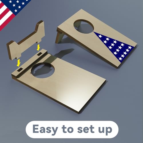 2PCS Mini Tabletop Cornhole Boards Toy, 4.7" W x 7.7" L Wooden Desktop Toss Game with 8 Bean Bags, Portable Game Set for Travel Home Office