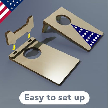 2PCS Mini Tabletop Cornhole Boards Toy, 4.7" W x 7.7" L Wooden Desktop Toss Game with 8 Bean Bags, Portable Game Set for Travel Home Office