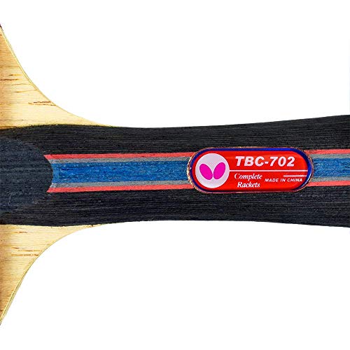 Butterfly B702FL Shakehand Table Tennis Racket | China Series | Powerful Carbon Blade and Rubber Combination with Racket Case | Recommended for Intermediate Level Players