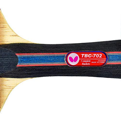 Butterfly B702FL Shakehand Table Tennis Racket | China Series | Powerful Carbon Blade and Rubber Combination with Racket Case | Recommended for Intermediate Level Players