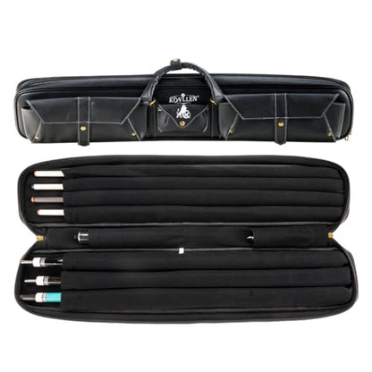 KONLLEN 2x4 Hard Pool Cue Case – Professional Billiards Cue Case for 2 Butts & 4 Shafts, Durable Hard Shell Cue Bag with Adjustable Shoulder Strap, Large Storage Pockets - color: 3x4-PU