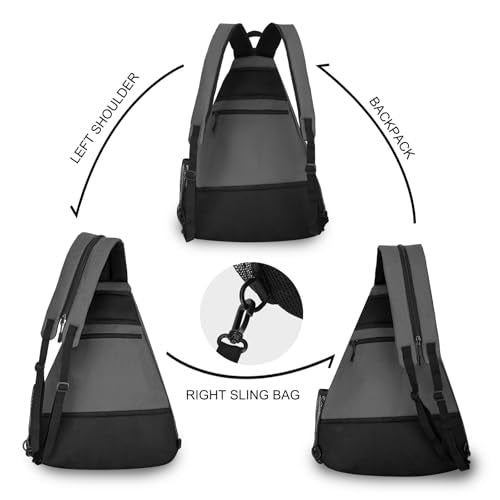 Goloni Pickleball Bag for Women Men, Convertible Pickleball Backpack Sling Bag with Fence Hook, Waterproof Polyester Paddle Bag with Multiple Compartments - color: Grey