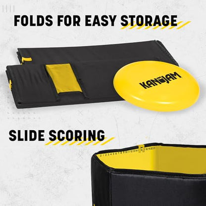Kan Jam Foldable Travel Disc Toss Game - Black & Yellow, Standard, Nylon - Portable All-Weather Beach Games - Built-in Scoring for Tailgate Essentials - Easy Setup for Yard Fun