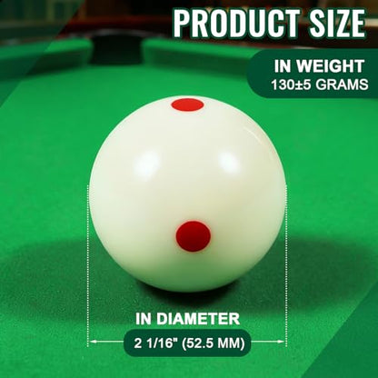 Soulchen 2 Pcs Billiards Cue Ball Snooker Pool Cue Ball 2-1/16" Professional Training for Billiard Pool Table - style: Red Dot