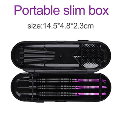 Darts Metal Tip Set - 3 Pack Professional 22 Grams Steel Tip Darts with Slim Case Black Purple Blue Aluminum Shafts 9 Flights 50 Rubber O'Rings 1 Dart Sharpener 12 Spring Rings - color: 22 Grams - purple