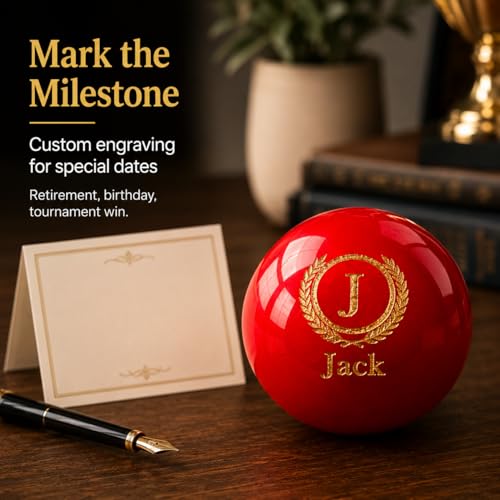 Custom Personalized Pool Ball Laser Engraved Billiard Ball Gift 2.25 Inch Standard Size Polyester Resin Desk Display Optional Ball Stand Add-On White - color: Red / Gold Lettering