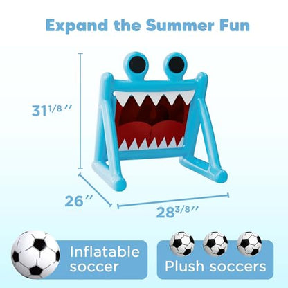 Funscape Kids Soccer Pool Toy, Inflatable Soccer Goal w/Balls, 2-in-1 Kick & Toss Water Pool Game, Outdoor Sport Backyard Game, Summer Beach Yard Party Gift for 3 4 5 6 7 8 Year Old Toddler Boy Girl - style: Monster Mouth