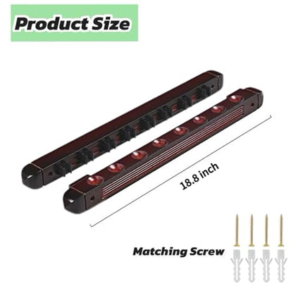 Wooden Billiard Cue Sticks Rack,2-Piece 4/6/8 Billiard Pool Cue Rack Wall Mounted Holders (wine, 8 cue) - color: wine, size: 8 cue