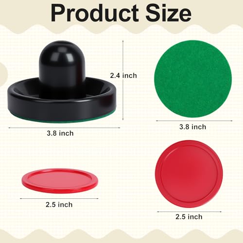 Coopay Air Hockey Paddles and Pucks, Air Hockey Pushers with Nylon Storage Bag, Goal Handles Paddles Replacement Accessories for Game Tables(4 Pushers 96mm with Pads, 8 Pucks 64mm) - color: Black, White