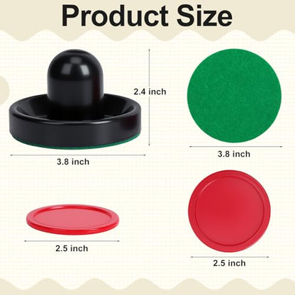 Coopay Air Hockey Paddles and Pucks, Air Hockey Pushers with Nylon Storage Bag, Goal Handles Paddles Replacement Accessories for Game Tables(4 Pushers 96mm with Pads, 8 Pucks 64mm) - color: Black, White