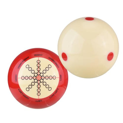 Billiards Cue Ball, 2pcs Red White Resin Training Pool Balls with Dots for Sports Billiard Table Accessories Games