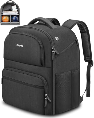 Bosynoy 2 Ball Bowling Backpack, Extra Large Bowling Ball Bag Totes with Protective Foam Padded, Accessory Pouch & Shoe Compartment Fits Up to Mens Size 16, Black