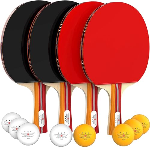 NIBIRU SPORT Professional Ping Pong Paddle Sets, 2 Paddle or 4 Paddle Table Tennis Set with Tournament Quality Balls and Carry Bag/Storage Case, Table Tennis Equipment & Ping Pong Accessories - size: 4 paddle set