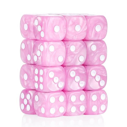 24 of Pack 16MM 6 Sided Dice Set,Pearl Pattern D6 Game Dice Set, 6 Sided Standard Dices for Yahtzee, Bunco or Teaching Math,with Portable Dice Pouch(Light Purple Pearl) - color: 16mm Light Purple Pearl