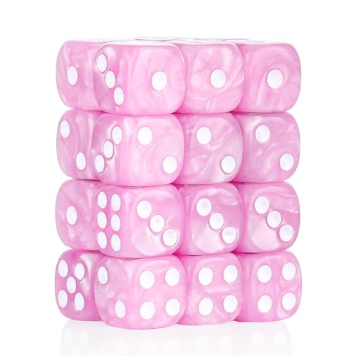 24 of Pack 16MM 6 Sided Dice Set,Pearl Pattern D6 Game Dice Set, 6 Sided Standard Dices for Yahtzee, Bunco or Teaching Math,with Portable Dice Pouch(Light Purple Pearl) - color: 16mm Light Purple Pearl