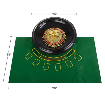 Roulette Wheel Set – 16-Inch Gambling Wheel with Reversible Roulette and Black Jack Table Cotton, Chips, 2 Decks of Cards, and More by Trademark Poker