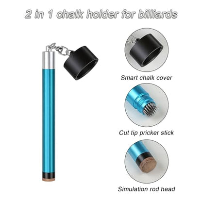 LAKE OF FIRE Pool Cue Chalk Holder – 2-in-1 Billiard Accessory with Pool Chalk Holder & Cue Tip Tool - color: Blue, style: Round