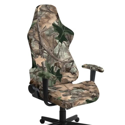 Forest Camo Hunting Print 4 PCS Gaming Chair Covers Breathable Stretch Game Computer Office Desk Chair Cover Protector with Armrest Slipcovers for Cat Scratch Proof - color: Forest Camo Hunting