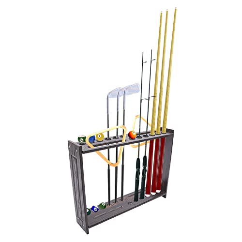 Golf Clubs Billiards Pool Cue Rack, Holds 12 Billiards Stick, 2 Pool Triangle Racks and Billiards Accessories Pool Balls, Pool Tables Organizer Display Stand - style: style 3
