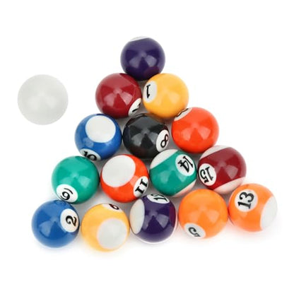 Aramox Billiard Set Billiard Balls 16PCS 32MM Balanced Round Pool Balls with 15 Numbered and 1 Cue for Kids Game Room Family Play