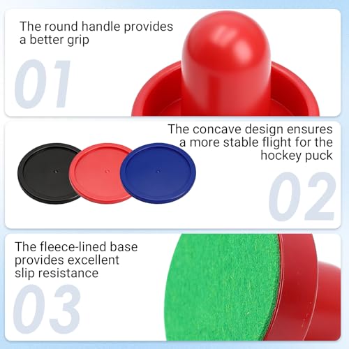 24 PCS Air Hockey Pucks and Paddles, Replacement Pushers and Goal Handles | Strikers and pucks for indoor tabletop hockey games, Fits most tables, Smooth glide surface