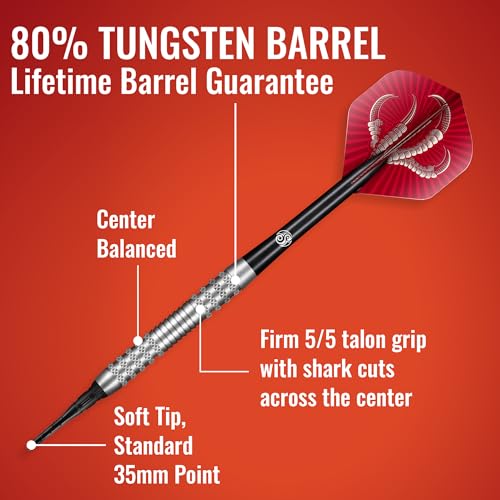 Shot! Darts Soft Tip, Birds of Prey Osprey (18g), 90% Tungsten Barrel, Center Weighted, Handcrafted Darts | Professional Soft Tip Darts Set for Electronic Dartboard | Made in New Zealand