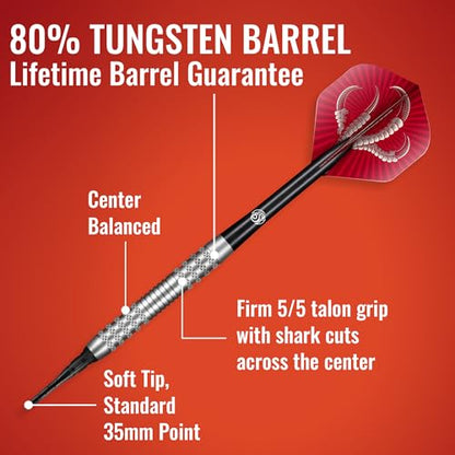 Shot! Darts Soft Tip, Birds of Prey Osprey (18g), 90% Tungsten Barrel, Center Weighted, Handcrafted Darts | Professional Soft Tip Darts Set for Electronic Dartboard | Made in New Zealand