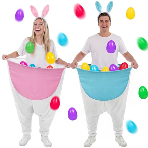 22 Pcs Granny Pant Yard Game Easter Game Set Giant Bunny Pant Easter Egg Ear Headband for Family Reunion Gathering Yard Backyard Lawn Outdoor Indoor Carnival Party Activity Supply