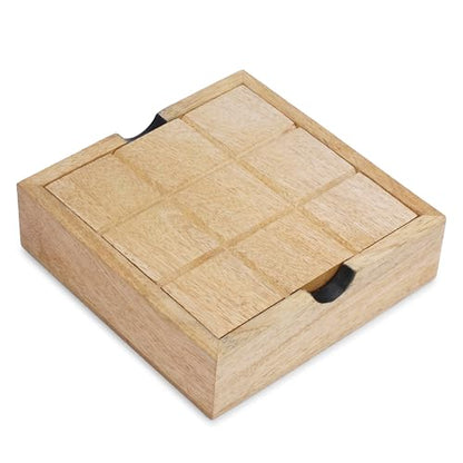Ajuny Wooden Tic Tac Toe Game for Kids & Adults Travel XOXO Board Game Set for Coffee Table Decor Living Room Famil Farmhouse Desk Gift- 5.5 Inch