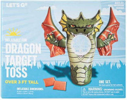 Inflatable Dragon Target Toss Game, Over 3 Ft Tall, with 2 Sand Bags, for Ages 6+
