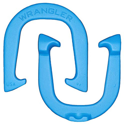 Wrangler Pro Pitching Horseshoes- Made in The USA - color: Red & Blue- Complete Game Set (4 shoes, 2 stakes & rule book)
