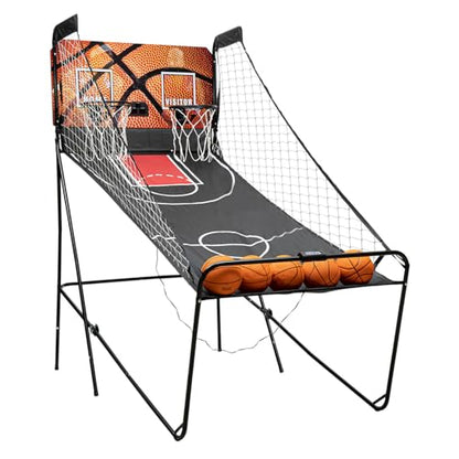 Foldable Basketball Arcade Game, Indoor/Outdoor Electronic Dual Basketball Arcade Game with 8 Game Modes LED Scoreboard Dual Shot Electronic Hoops